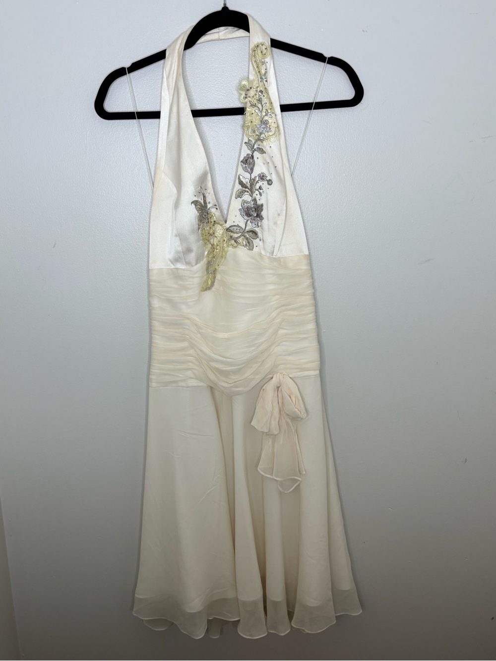 Papell Boutique Ivory Strapless Ruched Cocktail Dress